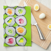 Sushi Time waterverf wasabi Theedoek (Quarter Fold)