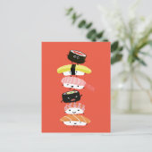 Sushi Tower - een gelukkige stapel Sushi Friends Briefkaart (Staand voorkant)