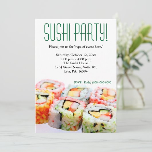 Sushi Uitnodiging (Staand voorkant)
