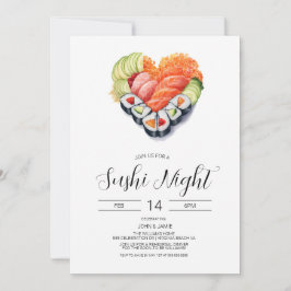 Sushi uitnodiging, Valentijn, Verloving, Diner Kaart