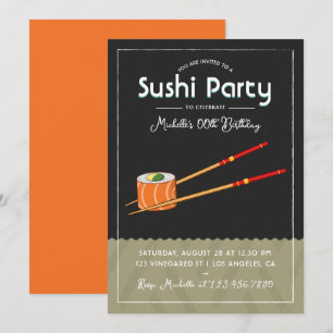 Sushi verjaardagsfeest uitnodiging