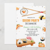 Sushi verjaardagsfeestje kind uitnodiging (Voorkant / Achterkant)