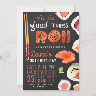 Sushi verjaardagsuitnodiging kaart