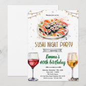 Sushi wine night party invitation (Devant / Derrière)