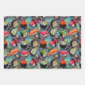 Sushi Wrapping Paper Flat Sheet Set of 3 (Voorkant 2)
