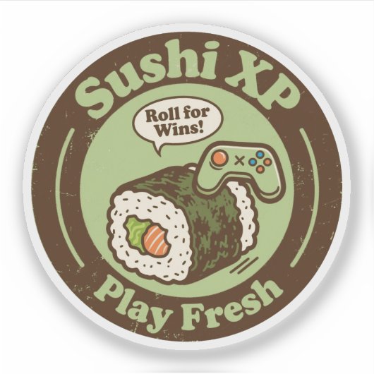 Sushi XP Play Fresh Roll voor Wins Gamer Sticker (Voorkant)