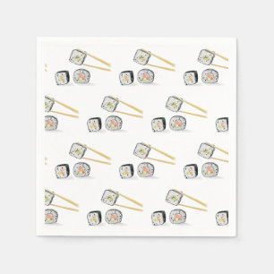 Sushi Zalm Rolls Met Eetstokjes Illustratie Servet