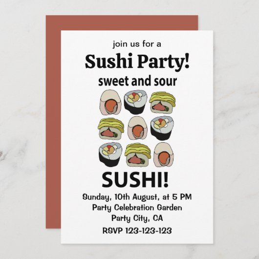 Sushi zoet en zure sushi kaart (Voorkant / Achterkant)