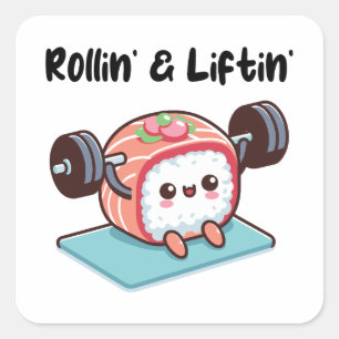 Sushirol Gewichten Lichten Vierkante Sticker