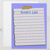 Susie's List Fun Letterhead Stationery (Voorkant / Achterkant)