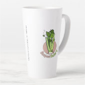 SuspectCelery™ Circle Celery Logo met Tagline Latte Mok (Rechterhoek)