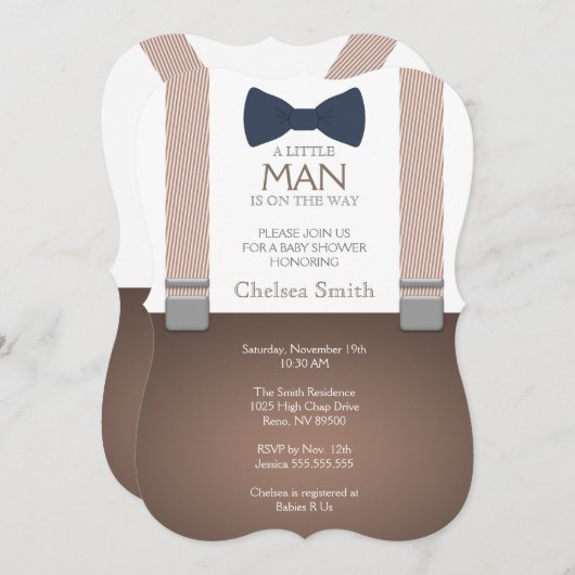 Suspendante, cravate de la cale, invitation Baby s (Devant / Derrière)