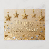 Suspended Stars Happy New Year Chic Modern Briefkaart (Voorkant)