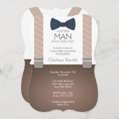 Suspender, Boog stropdas, Baby shower Uitnodiging (Voorkant / Achterkant)