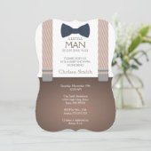 Suspender, Boog stropdas, Baby shower Uitnodiging (Staand voorkant)