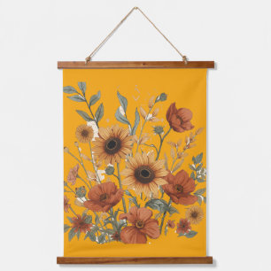 Suspendue Boho Tapisserie florale - Tournesols