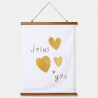 Jésus vous aime. Tapisserie moderne en bois