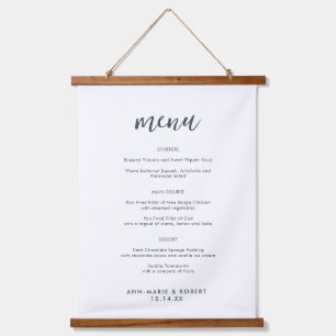 Suspendue Menu Mariage simple et moderne suspendu tapisserie