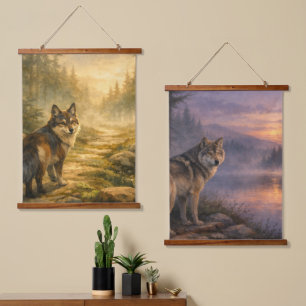 Suspendue Scènes de Tapisserie du Loup sur le Sentier de la