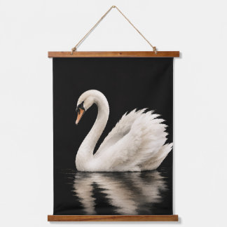 Suspendue Tapisserie à l'aquarelle Cygne Blanc Élégant