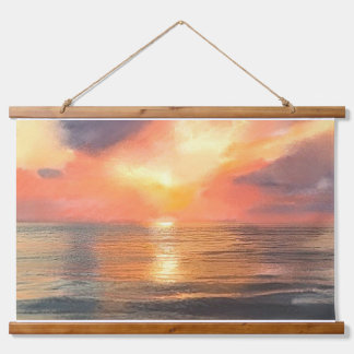 Suspendue Tapisserie Bois Coucher de soleil 
