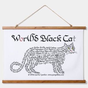 Suspendue Tapisserie Chat Noir Mot Monde