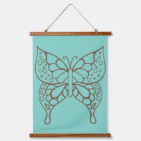 Tapisserie d'art papillon turquoise