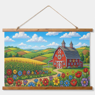 Suspendue Tapisserie de paysage de ferme d'art folklorique –