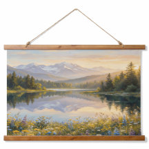 Tapisserie de paysage pastel serein – Montagnes, L