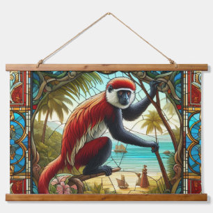 SUSPENDUE TAPISSERIE DE SINGE ROUGE