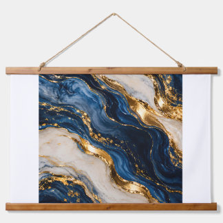 Suspendue Tapisserie élégante de luxe en marbre bleu et or s