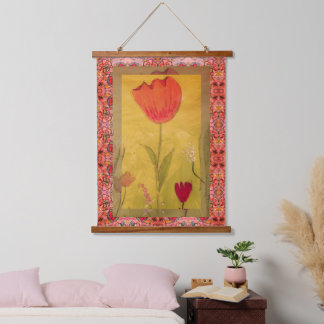 Suspendue Tapisserie - Fleurs en techniques mixtes-3