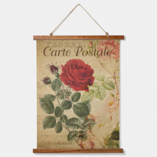 Suspendue Tapisserie vintage - Rose rouge française