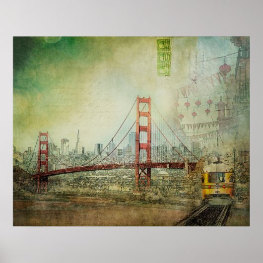 Suspensie - Golden Gate Bridge Collage Poster (Voorkant)