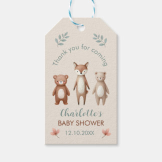 Süße Aquarelldesgin- Waldtiere- beiger Cadeaulabel