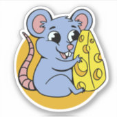 süsse Cartoon Maus mit Käse Sticker (Voorkant)