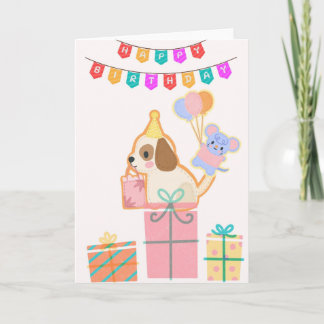 Süße Geburtstagskarte Happy Birthday mit Hund, Mau Kaart