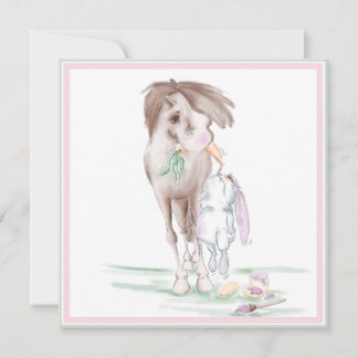 Süsse Pferd und Hase Osterkarte mit Couvert Feestdagenkaart
