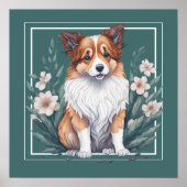 Süßer Collie umringt von Blumen - Poster (Voorkant)