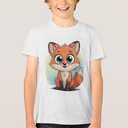 Süßer Fuchs Cartoon | Niedliche Tier Illustration  Tri-Blend Shirt (Voorkant)