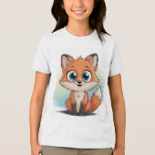 Süßer Fuchs Cartoon | Niedliche Tier Illustration  Tri-Blend Shirt (Voorkant)