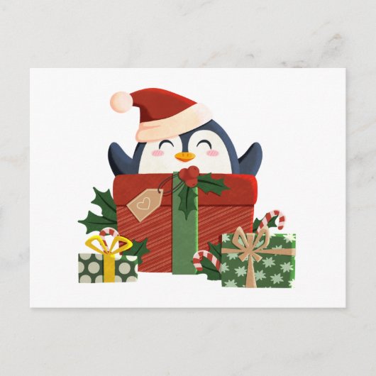Süßer Pinguin wünscht frohe Weihnachten Briefkaart (Voorkant)