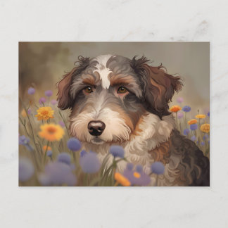 Süßes Aussiedoodle Portrait Briefkaart