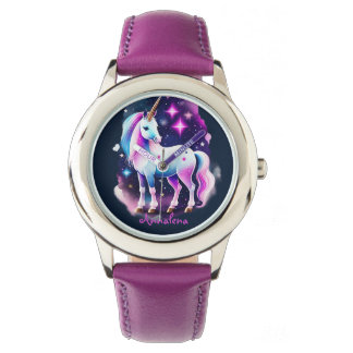 süßes Einhorn vor einem funkelnden Sternenhimmel Horloge