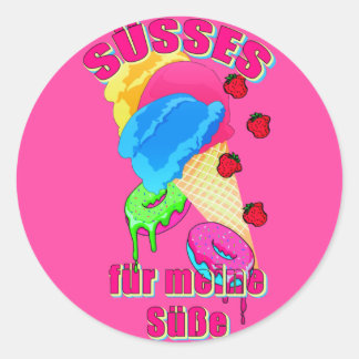 SÜSSES für meine Süße Eis Eiscreme Donut Erdbeeren Ronde Sticker