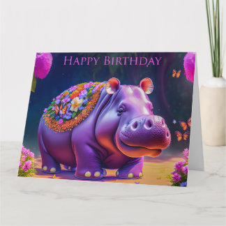 Süßes Nilpferd zum Geburtstag Kaart