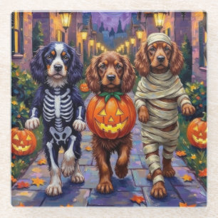 Sussex Spaniel honden in Halloween kostuums Glazen Onderzetter