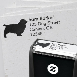 Sussex Spaniel Hondenras Silhouette Return Address Zelfinktende Stempel