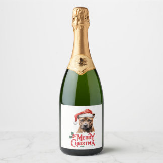 Sussex Spaniel Kerstmis Sparkling Wijnetiket