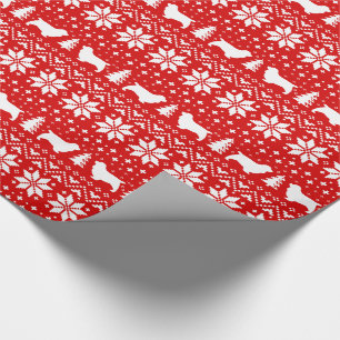 Sussex Spaniel Silhouettes Honden Kerstvakantie Cadeaupapier